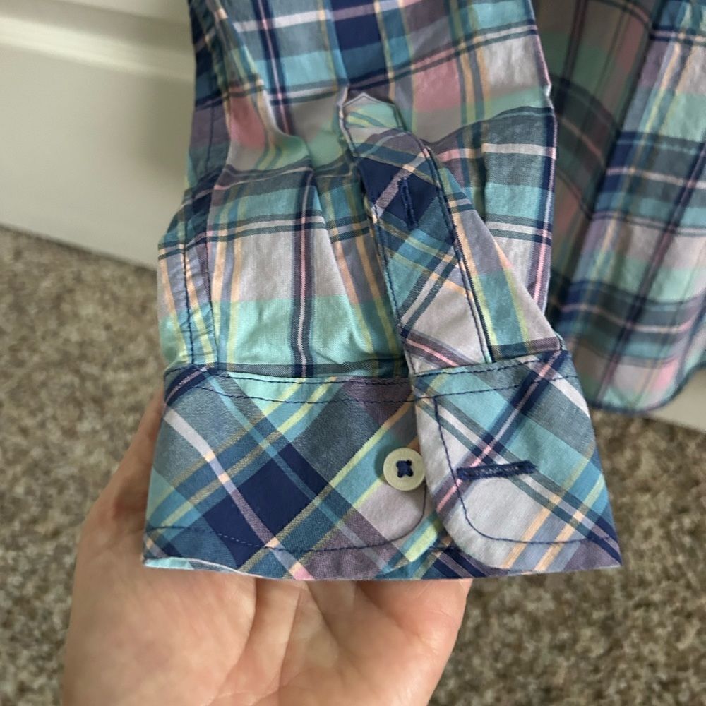 Southern Tide Plaid 100% Cotton 3/4 Button Down Shirt - Picture 4 of 7